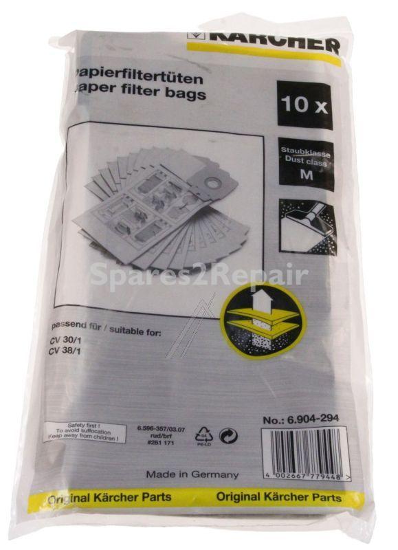 Karcher Vacuum Cleaner Bags - 6 904-294 0 Paper Filter Bags X 10