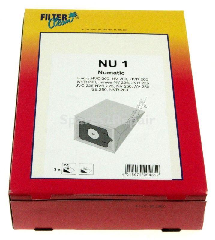 Filterclean Vacuum Cleaner Bags - Nu1 000278-k Numatic Nvm-1ch Paper Bags X 3