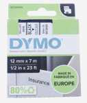 Dymo Colour Cartridge - S0720500 Label Tape Black On Transparent 12mm-7m Dymo D1 Tape