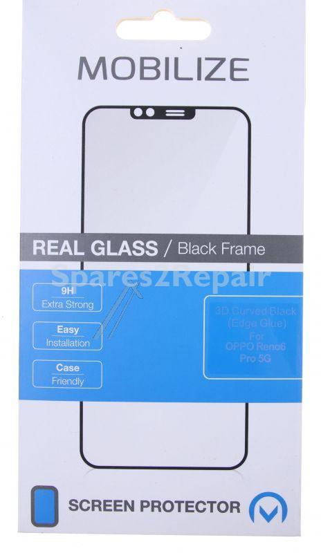 Mobilize Display Protective Plastic Film - Suitable For Mobilize Edge-to-edge Glass Screen Protector Oppo Reno6 Pro 5g Black Full-edge Glue