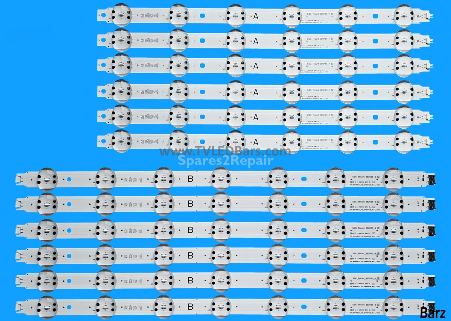 LG LED Backlight Array LG 86UM7600PLB 86UK6500PLA 86UK6750PLB AGM76249001 86" HC860DQF-SLUR1 -SLUR2 -SLUR3  SSC_TRIDENT_86UK65_A + B 12pcs