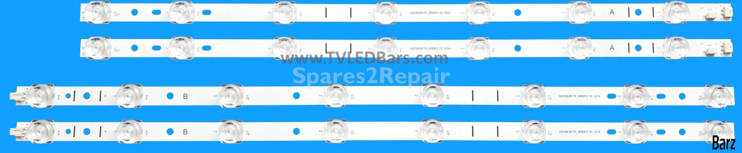 Barz LED Backlight Array TCL 55RP620K 55P618 LVU550NDEL CS9W38 V1 4C-LB5515-ZM02J 2/4pcs