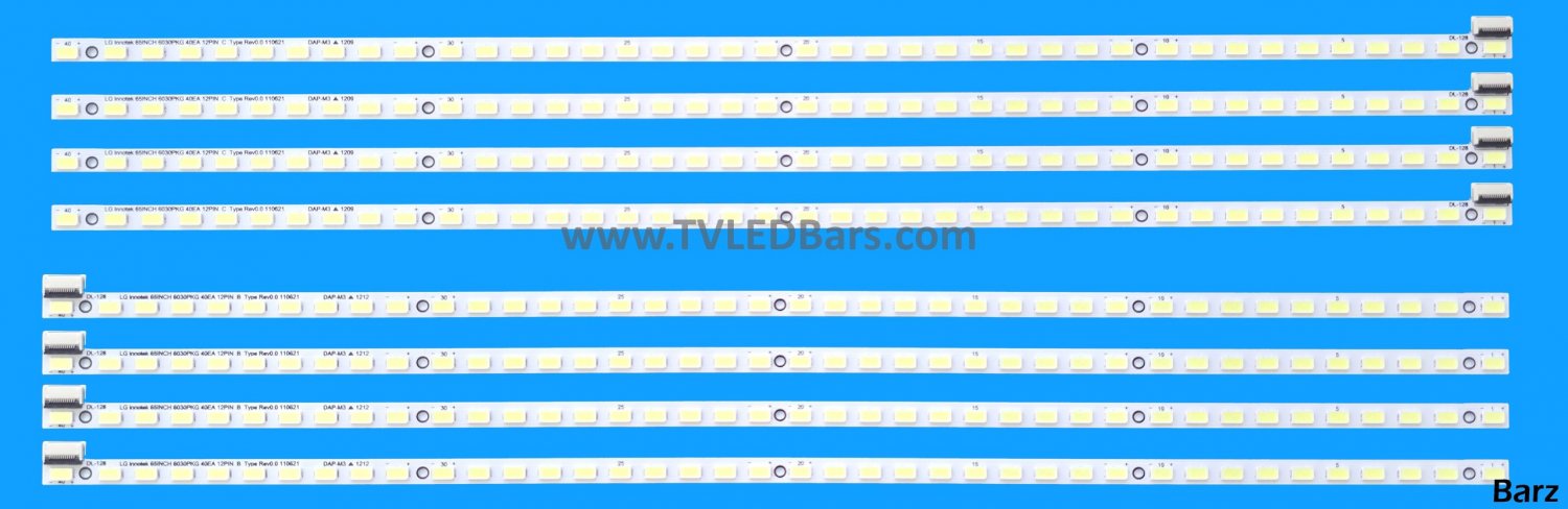 Barz LED Backlight Array LG 65LM620T 65LM6200 65LM620S T645HB01-V0 P650HVN02.2 T650HVN06.0 65INCH 6030PKG 40EA 12PIN 8pcs