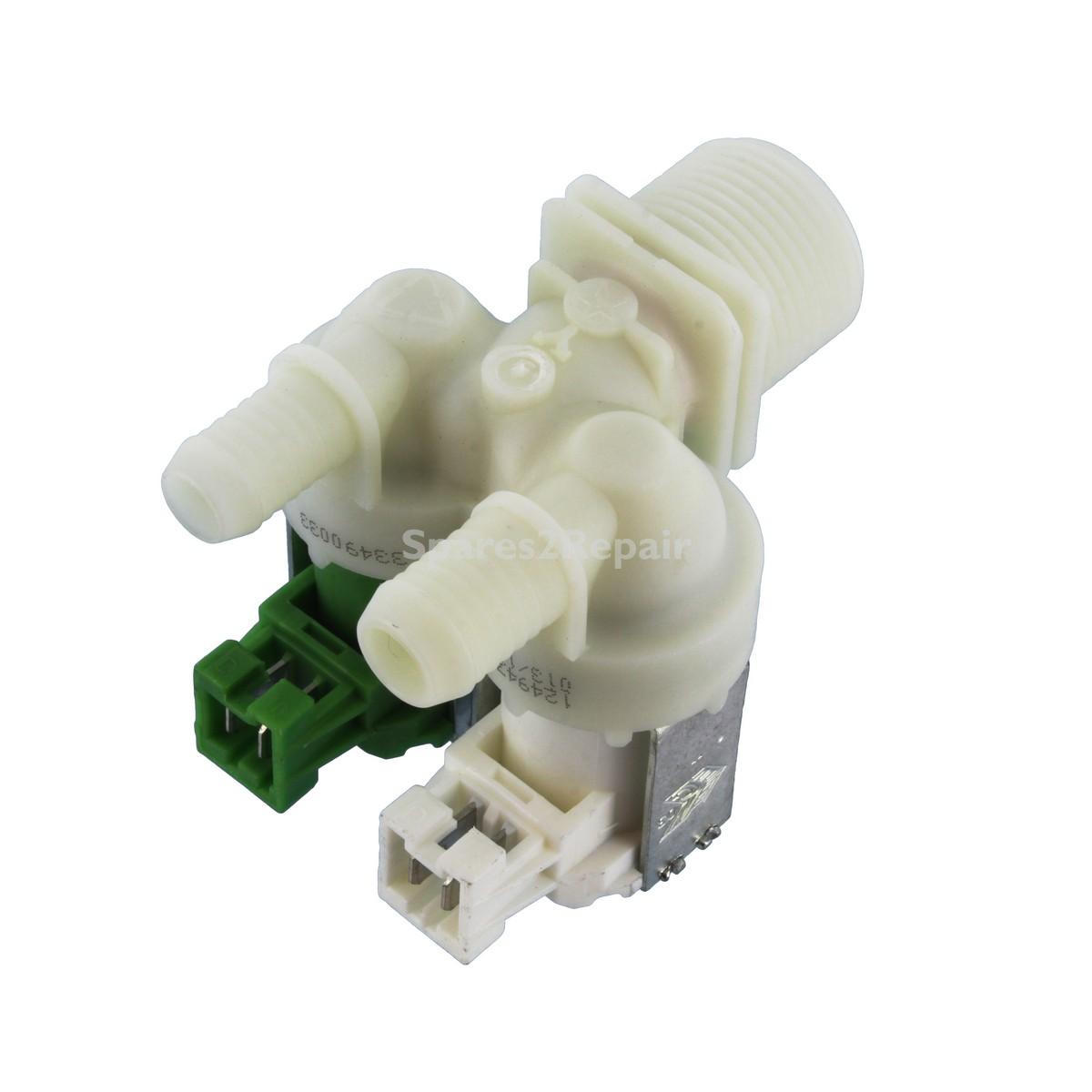 Compatible for AEG L62560, L58213, LC53500; Arthur Martin AW; Electrolux EW; John Lewis JLWM; Tricity Bendix AW, BIW; Zanussi F, ZWF, ZWG, ZWS Series Double Solenoid Fill Valve (180°, Inlets 3/4", Outlets 11.5mm & 14mm)